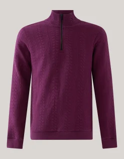 Shoeby Quilted Zipper Sweater Donkerrood<Heren Truien En Sweaters
