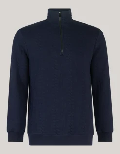 Shoeby Quilted Zipper Trui Donkerblauw<Heren Truien En Sweaters