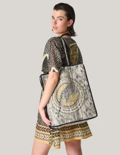 Shoeby Reversible Printed Shopper Gebroken Wit/Zwart<DAMES Tassen
