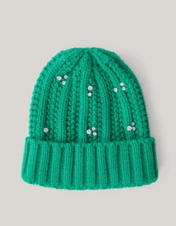 Shoeby Rhinestone Beanie Groen< Mutsen