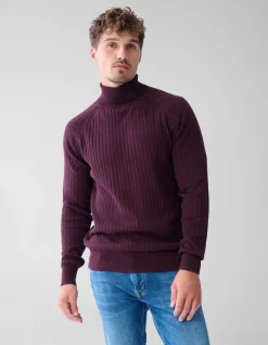 Shoeby Rib Coltrui Donkerrood<Heren Truien En Sweaters