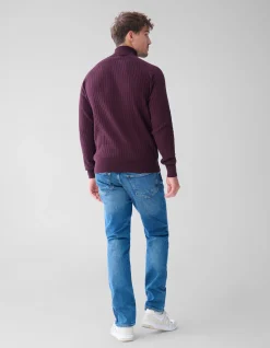 Shoeby Rib Coltrui Donkerrood<Heren Truien En Sweaters