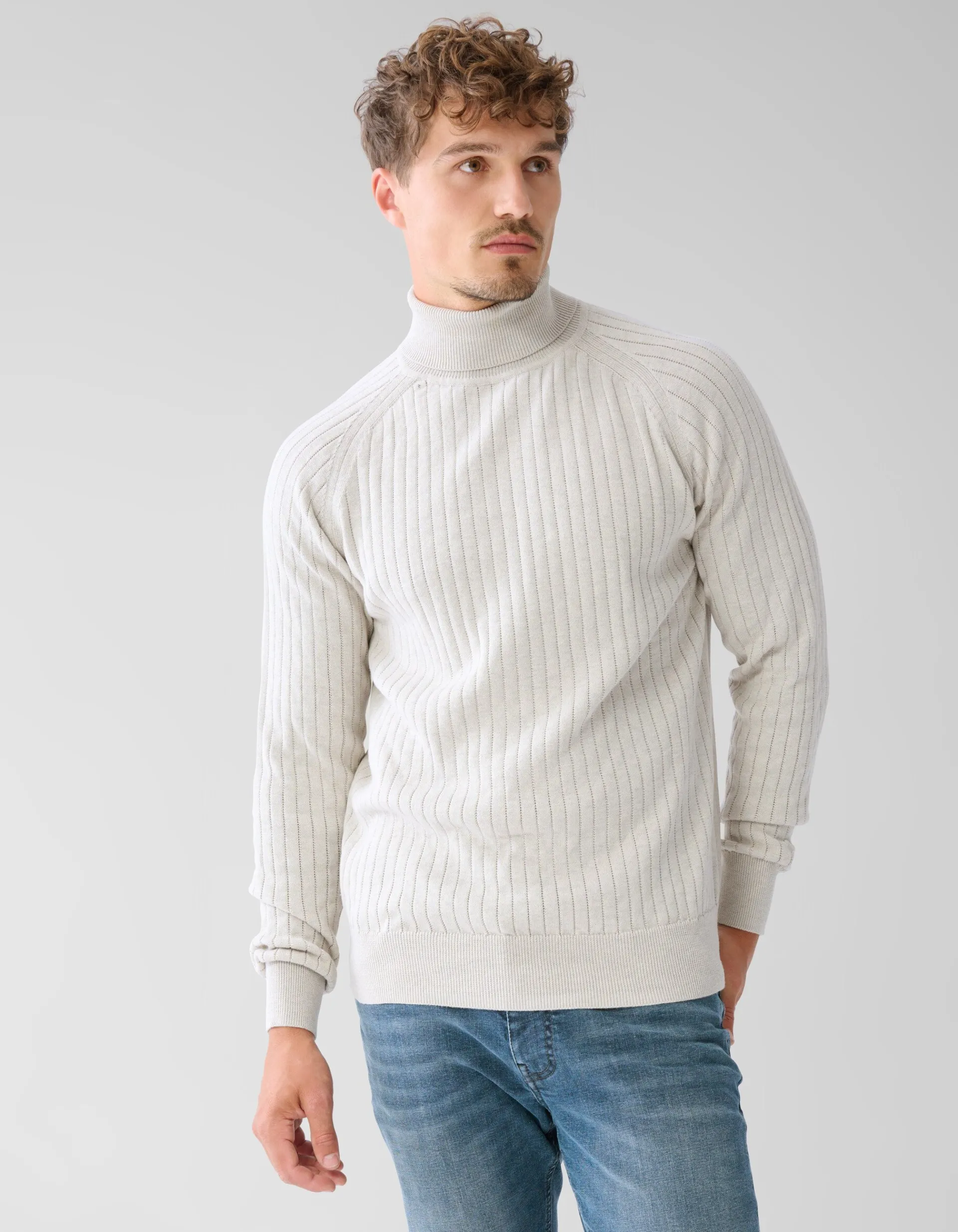 Shoeby Rib Coltrui Zand<Heren Truien En Sweaters