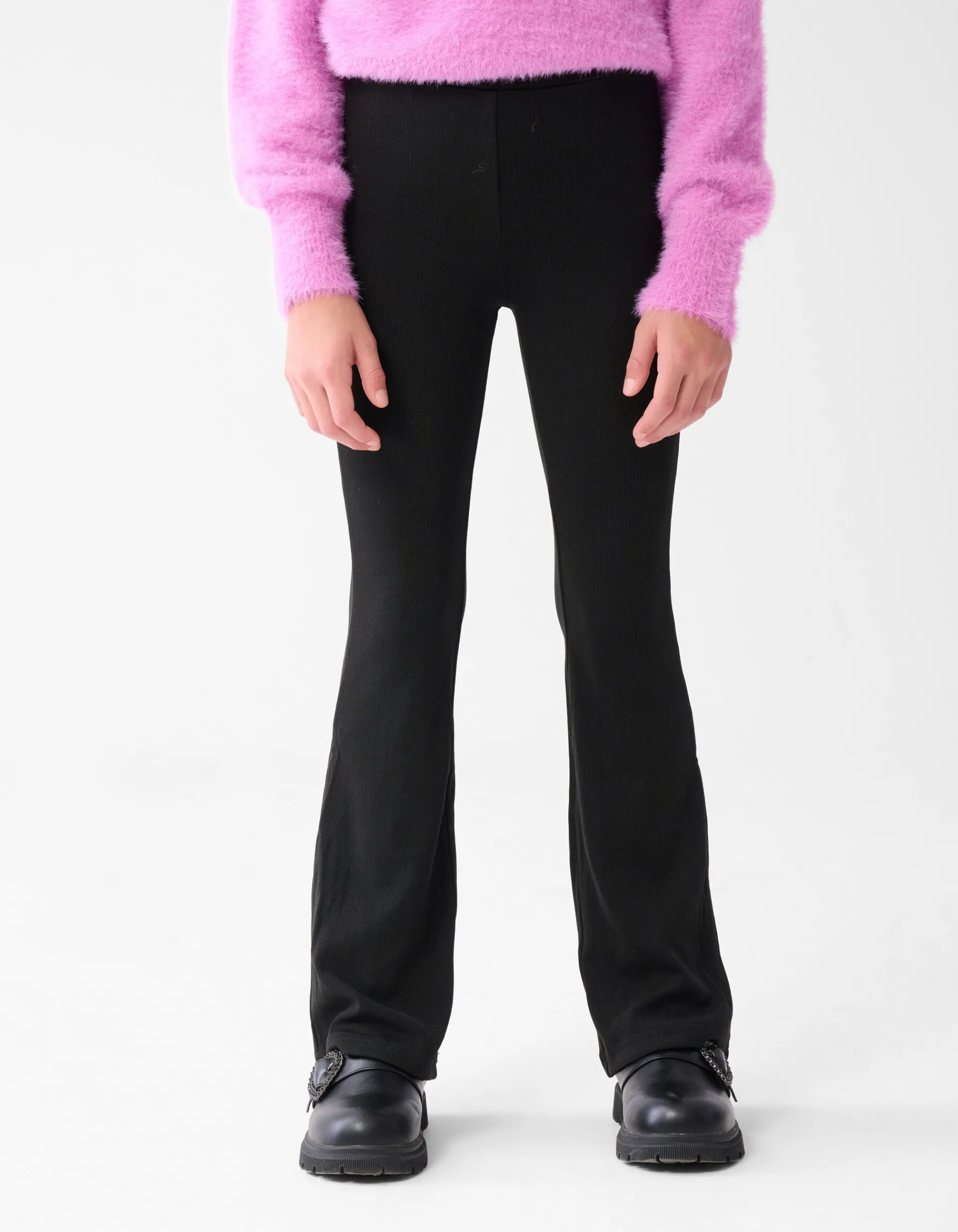 Shoeby Rib Flared Legging Zwart< Broeken