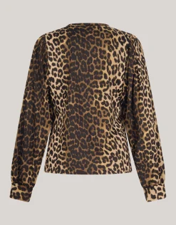 Shoeby Rib Jersey Leopard Top Bruin<DAMES Tops