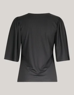 Shoeby Rib Jersey Ruffle Top Zwart<DAMES Tops
