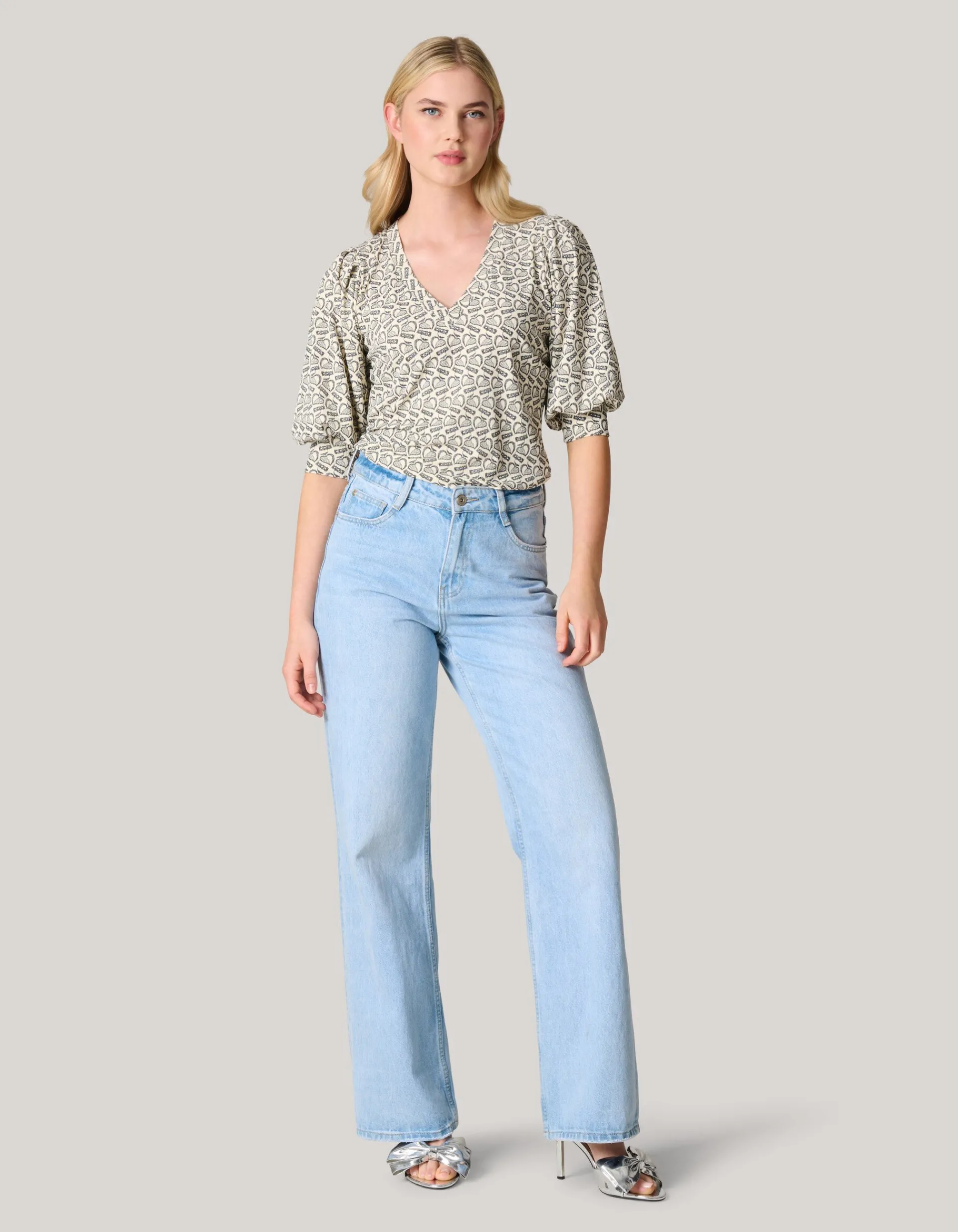 Shoeby Rib Jersey Top Gebroken Wit<DAMES T-Shirts