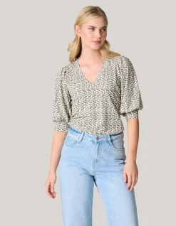 Shoeby Rib Jersey Top Gebroken Wit<DAMES T-Shirts