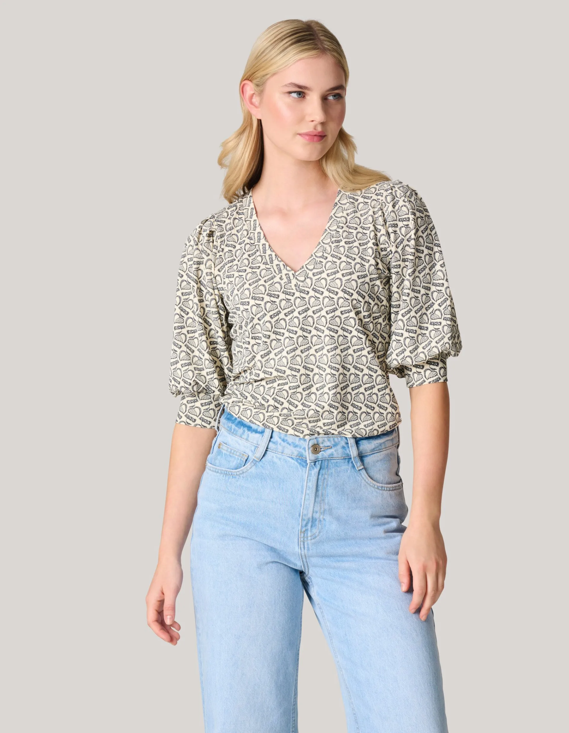 Shoeby Rib Jersey Top Gebroken Wit<DAMES T-Shirts