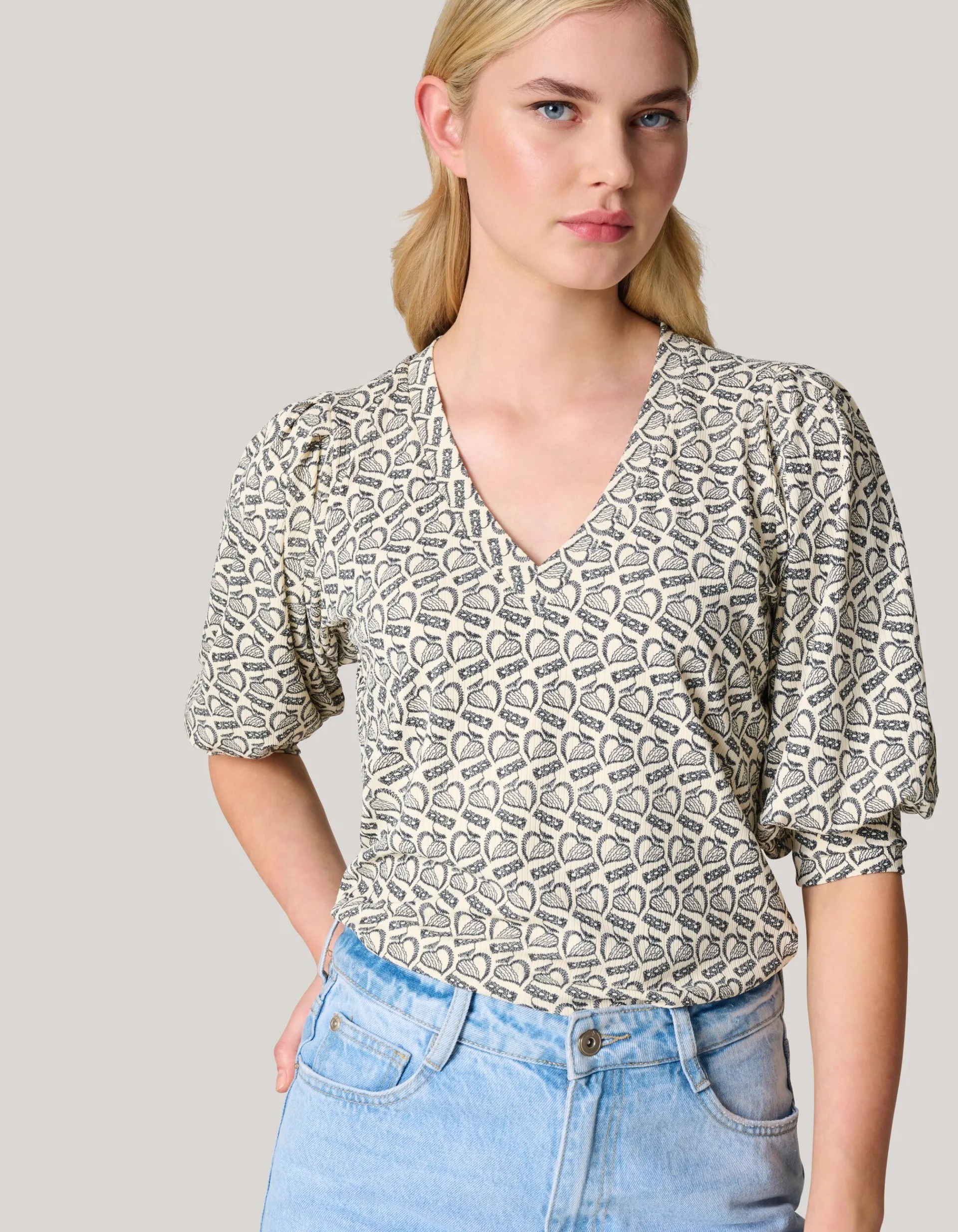 Shoeby Rib Jersey Top Gebroken Wit<DAMES T-Shirts