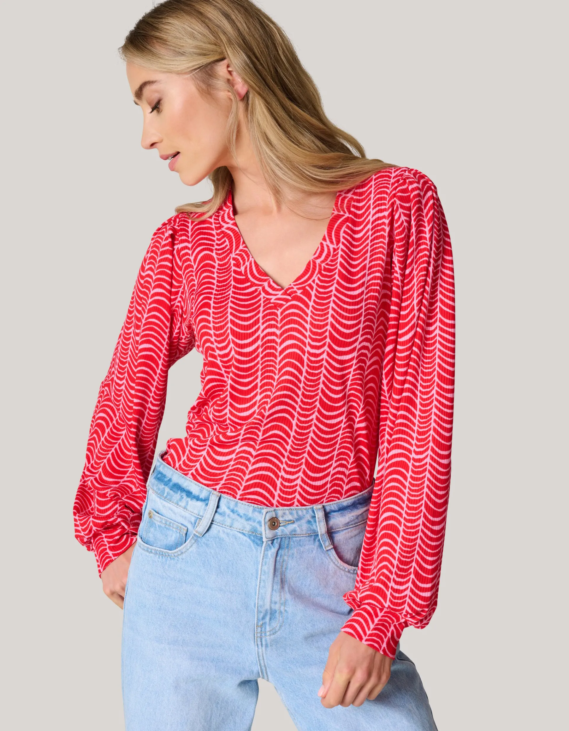 Shoeby Rib Jersey Top Rood<DAMES Tops