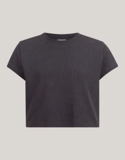 Shoeby Ribbel Crop Top Donkergrijs< T-Shirts