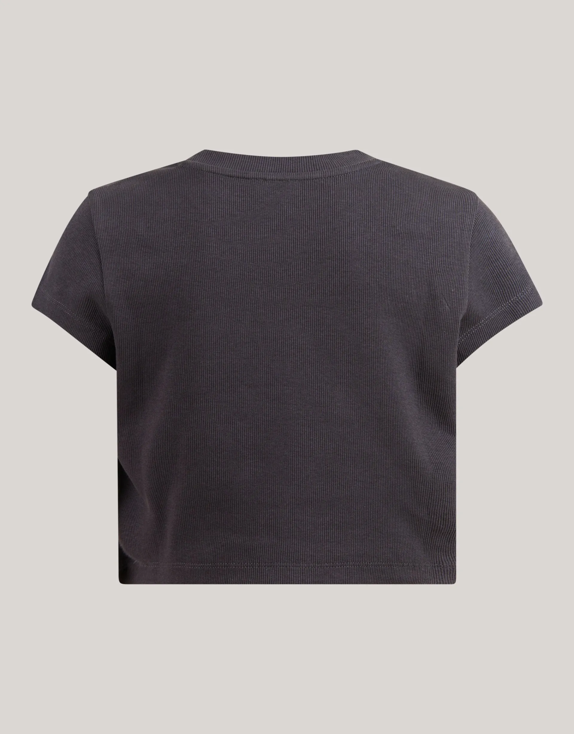 Shoeby Ribbel Crop Top Donkergrijs< T-Shirts