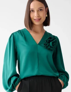 Shoeby Roos Blouse Donkergroen<DAMES Blouses