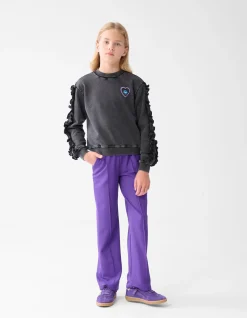 Shoeby Ruffle Embroidery Sweater Donkergrijs< Sweaters En Hoodies