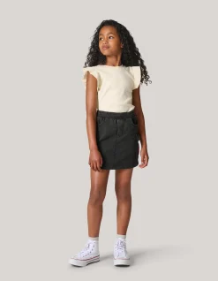 Shoeby Ruffle Rib Top Gebroken Wit< Tops Korte Mouw
