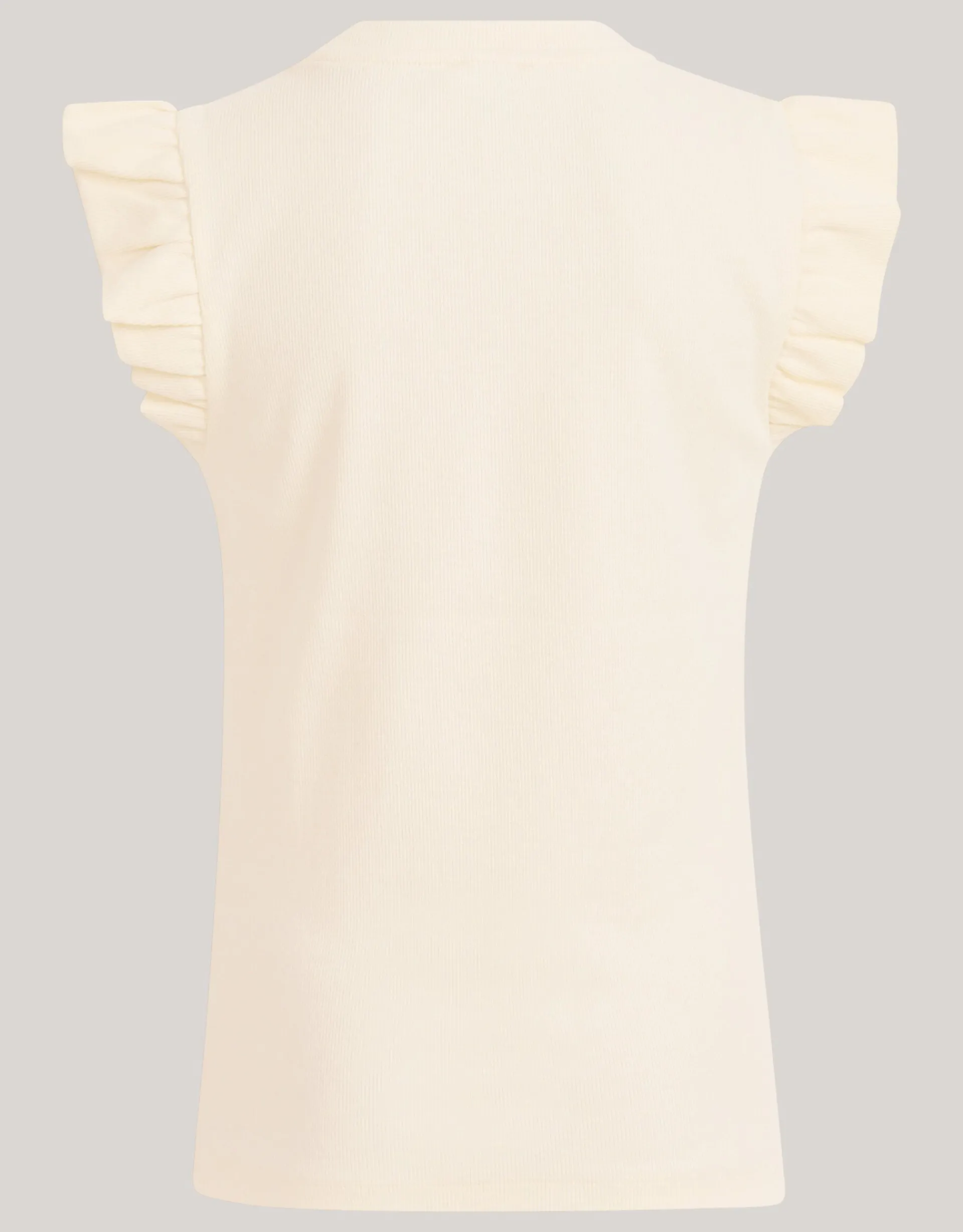 Shoeby Ruffle Rib Top Gebroken Wit< Tops Korte Mouw