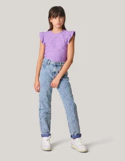 Shoeby Ruffle Rib Top Paars< T-Shirts