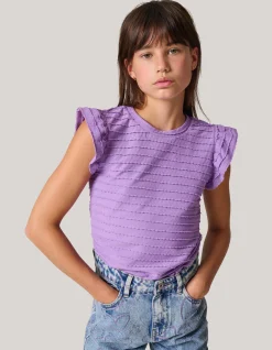 Shoeby Ruffle Rib Top Paars< T-Shirts