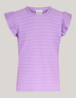 Shoeby Ruffle Rib Top Paars< T-Shirts