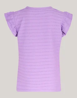 Shoeby Ruffle Rib Top Paars< T-Shirts
