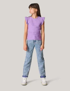 Shoeby Ruffle Rib Top Paars< T-Shirts