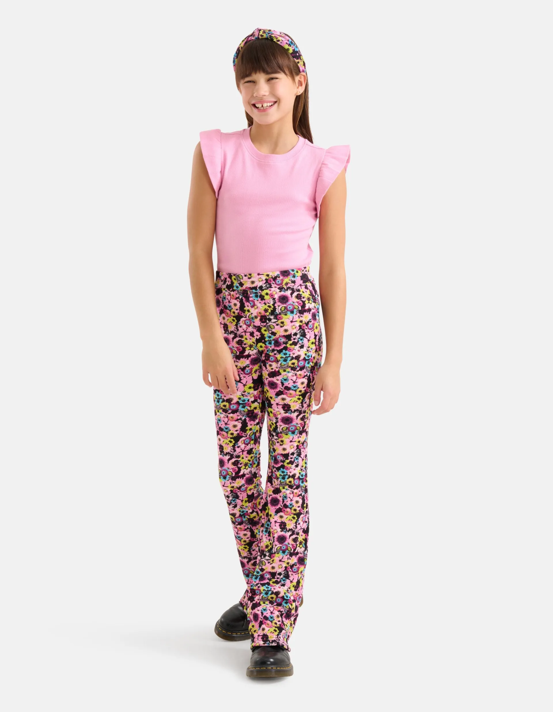 Shoeby Ruffle Rib Top Roze< Tops Korte Mouw