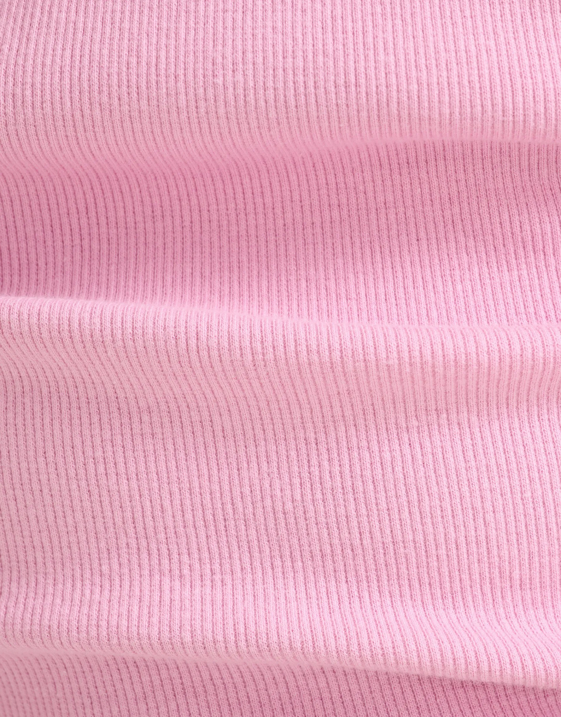 Shoeby Ruffle Rib Top Roze< Tops Korte Mouw