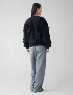 Shoeby Ruffle Sweater Zwart<DAMES Truien En Sweaters