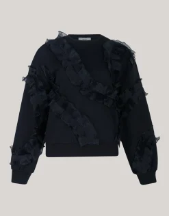 Shoeby Ruffle Sweater Zwart<DAMES Truien En Sweaters