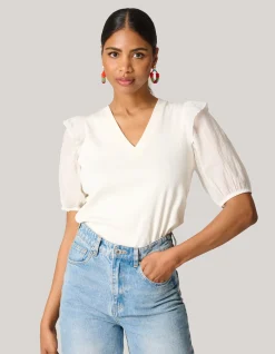 Shoeby Ruffle Top Gebroken Wit<DAMES Tops