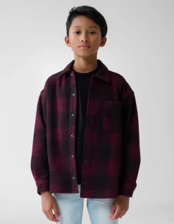 Shoeby Ruiten Overshirt Donkerrood< Overhemden