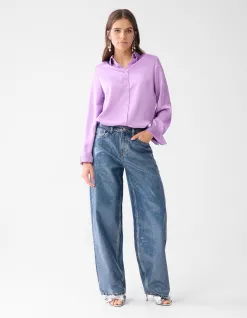 Shoeby Satijnen Blouse Lichtpaars By Lizzy<DAMES Blouses