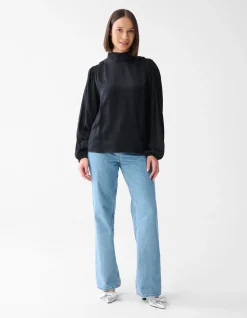 Shoeby Satijnen Blouse Zwart<DAMES Blouses