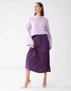 Shoeby Satijnen Maxi Rok Donkerpaars<DAMES Rokken