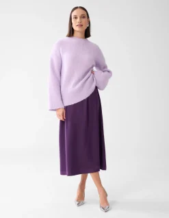 Shoeby Satijnen Maxi Rok Donkerpaars<DAMES Rokken