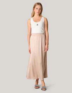 Shoeby Satijnen Maxi Rok Zand<DAMES Rokken
