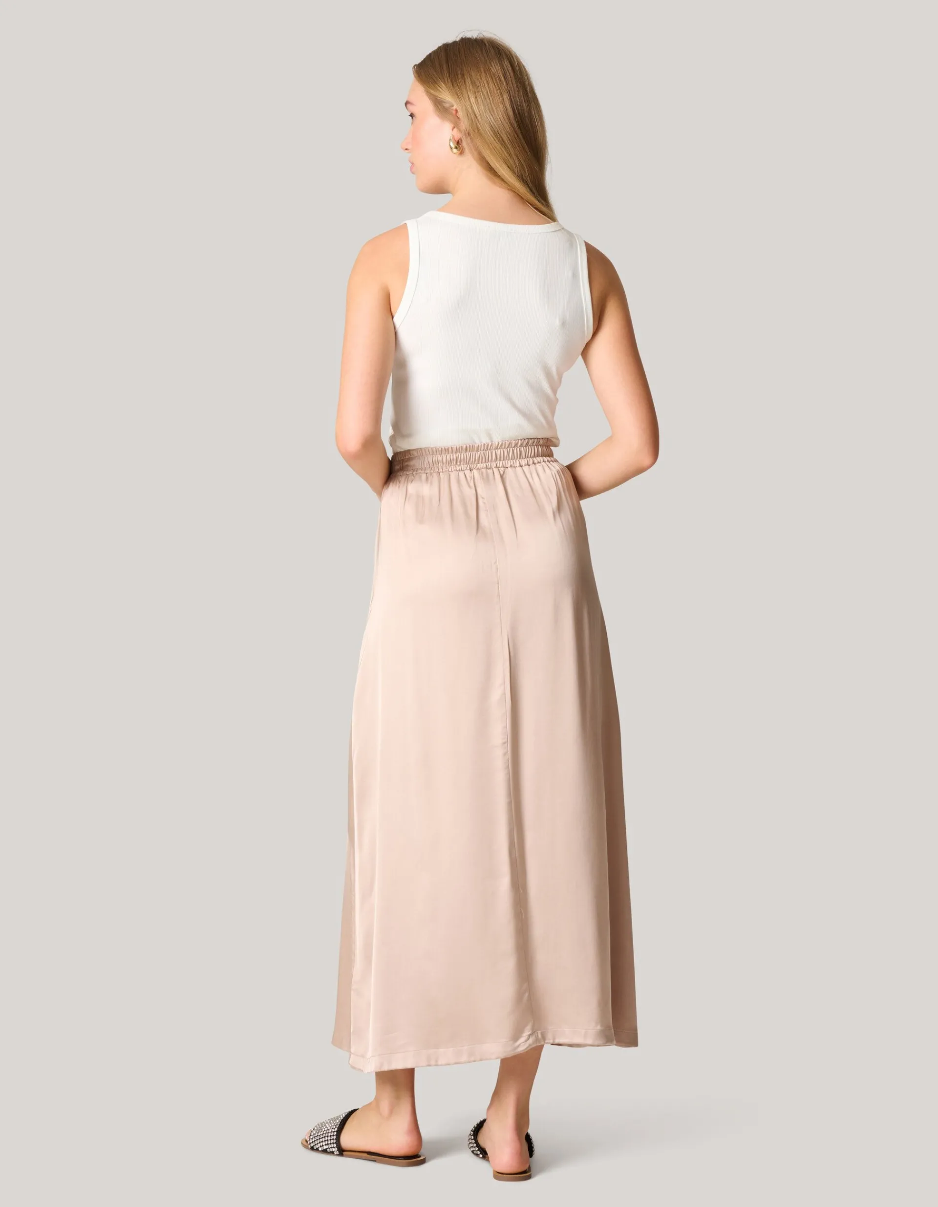 Shoeby Satijnen Maxi Rok Zand<DAMES Rokken