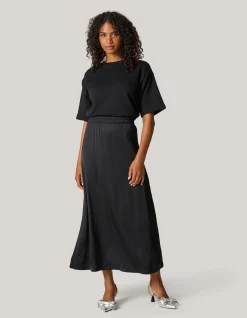 Shoeby Satijnen Maxi Rok Zwart<DAMES Rokken