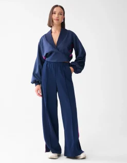 Shoeby Satijnen Overslag Blouse Donkerblauw<DAMES Blouses