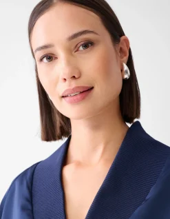 Shoeby Satijnen Overslag Blouse Donkerblauw<DAMES Blouses