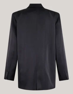 Shoeby Satijnen Ruffle Blazer Zwart<DAMES Blazers