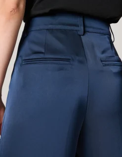Shoeby Satijnen Wide Leg Broek Donkerblauw<DAMES Broeken