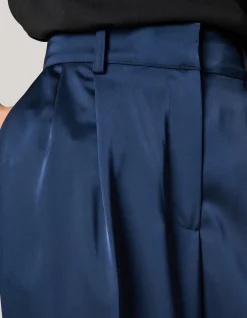 Shoeby Satijnen Wide Leg Broek Donkerblauw<DAMES Broeken
