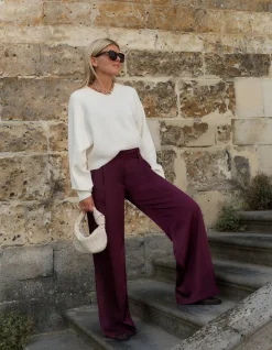 Shoeby Satijnen Wide Leg Broek Donkerrood By Lonneke<DAMES Broeken