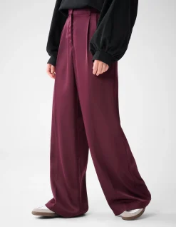 Shoeby Satijnen Wide Leg Broek Donkerrood By Lonneke<DAMES Broeken
