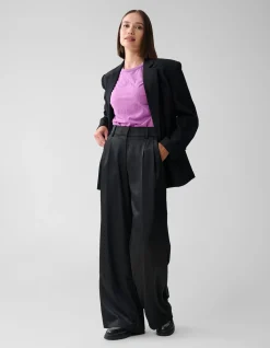Shoeby Satijnen Wide Leg Broek Zwart<DAMES Broeken