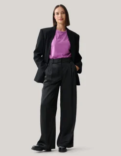 Shoeby Satijnen Wide Leg Broek Zwart<DAMES Broeken
