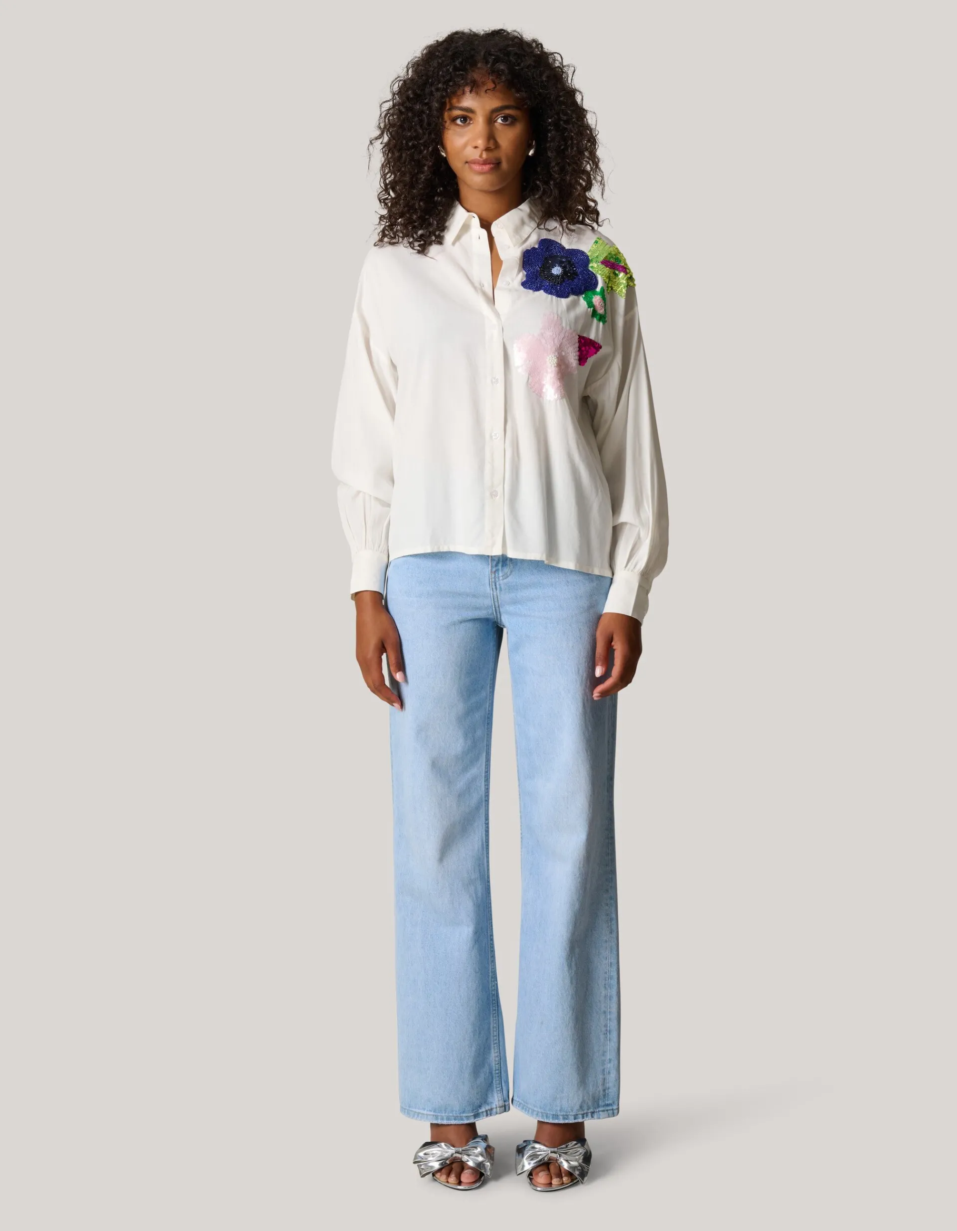 Shoeby Sequin Blouse Wit<DAMES Blouses