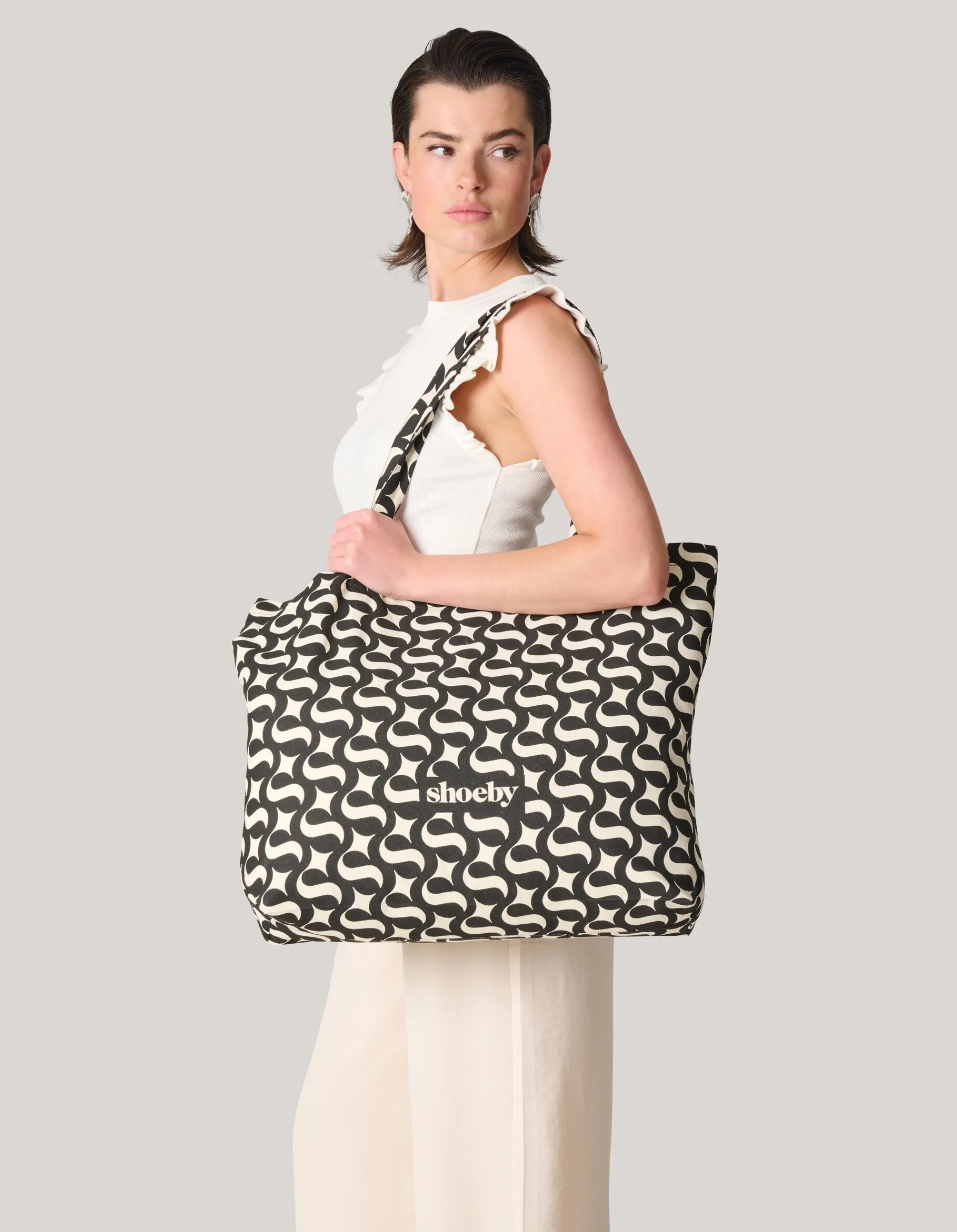 Shoeby Logo Shopper Zwart Groot<DAMES Tassen